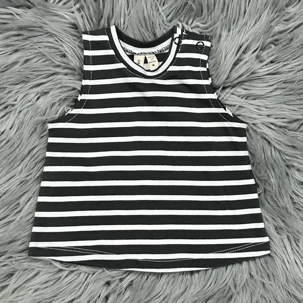 Gray‎ Label Infant Nearly Black White Stripe Tank Size 3-6 Months